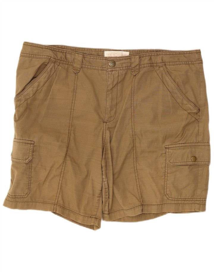 Shorts cargo feminino Eddie Bauer US 16 2XL W40 algodão cáqui