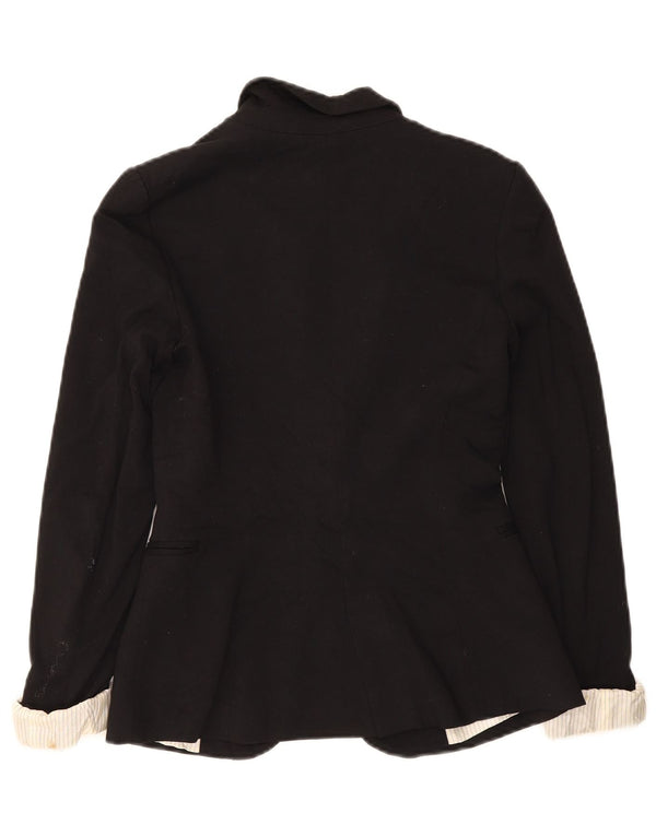 Jaqueta blazer feminina Zara com 1 botão Reino Unido 6 XS preto viscose