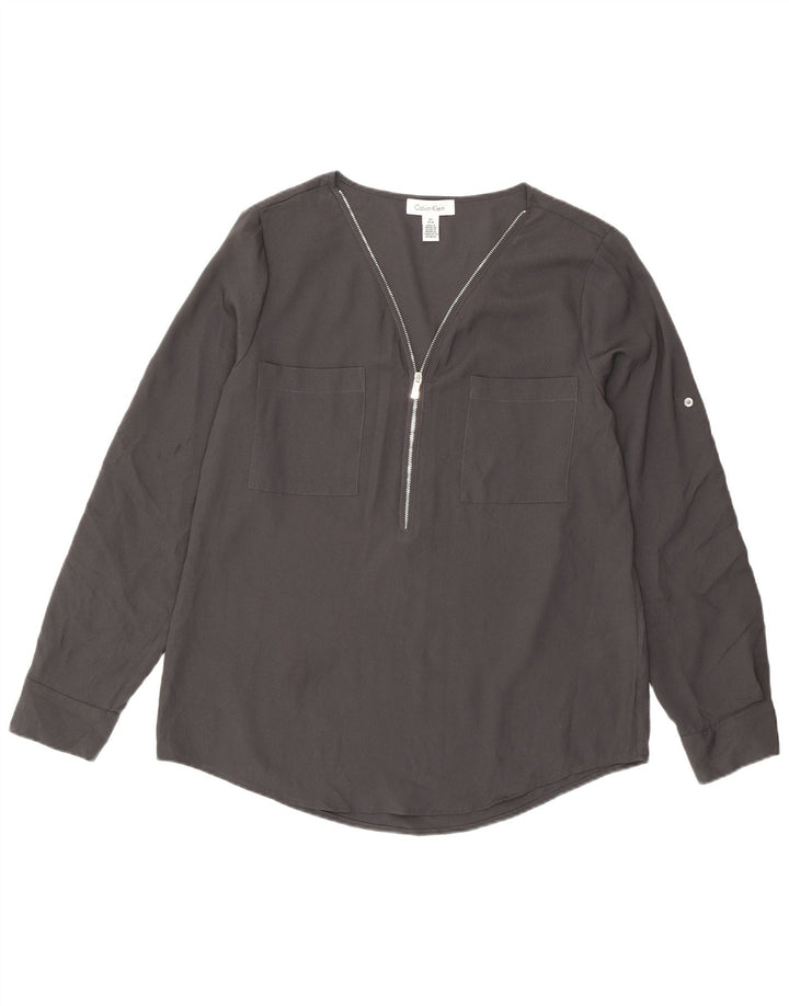 Blusa feminina de manga comprida Calvin Klein UK 14 poliéster cinza médio