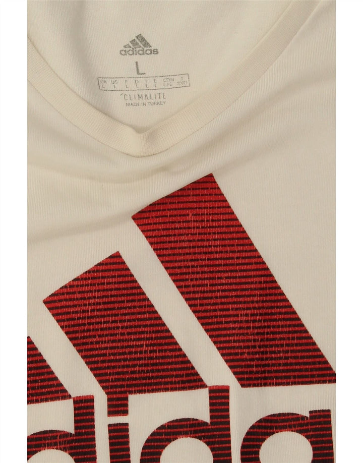 ADIDAS Mens Climalite Graphic T-Shirt Top Large White Cotton Vintage Adidas and Second-Hand Adidas from Messina Hembry 