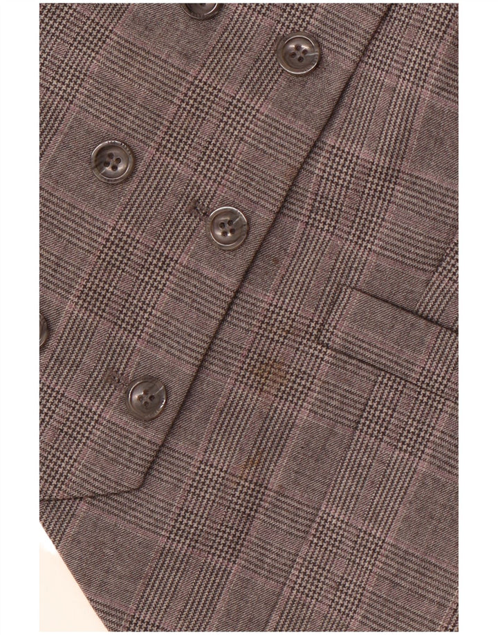 Colete feminino TED BAKER com peito duplo tamanho 2 pequeno cinza xadrez de lã