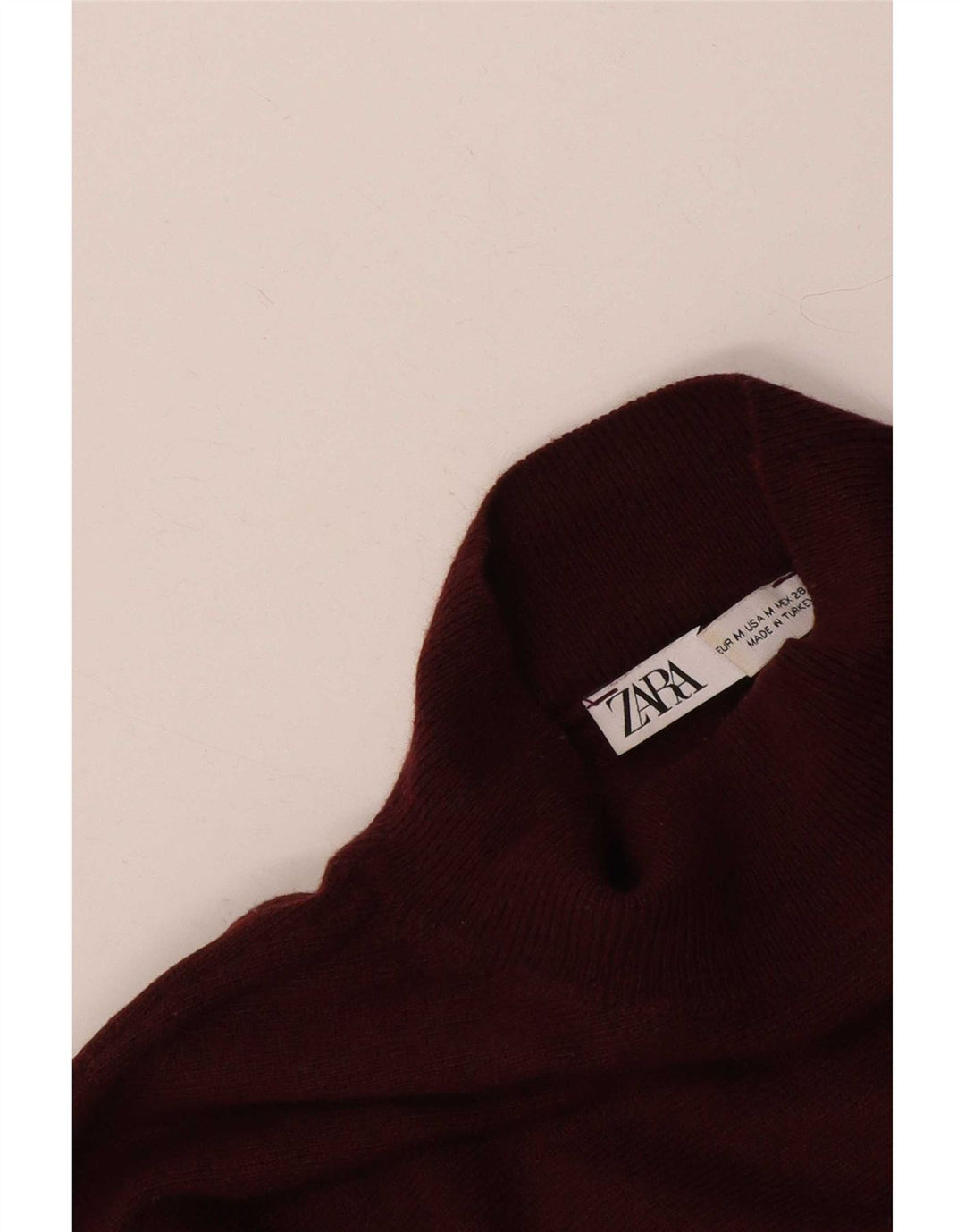 Zara Suéter feminino oversized com gola de tartaruga Reino Unido 14 Médio Borgonha