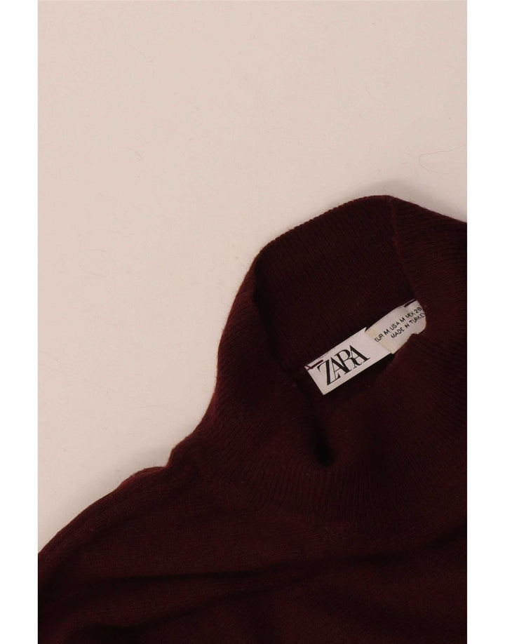Zara Suéter feminino oversized com gola de tartaruga Reino Unido 14 Médio Borgonha