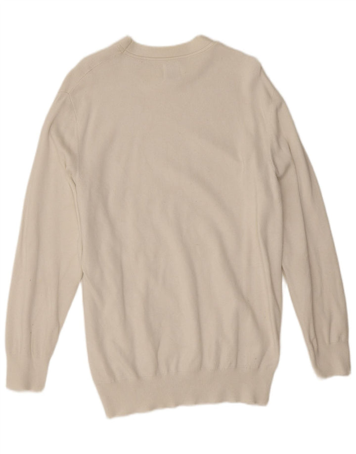 Suéter feminino Zara com gola canoa UK 14 viscose branca média