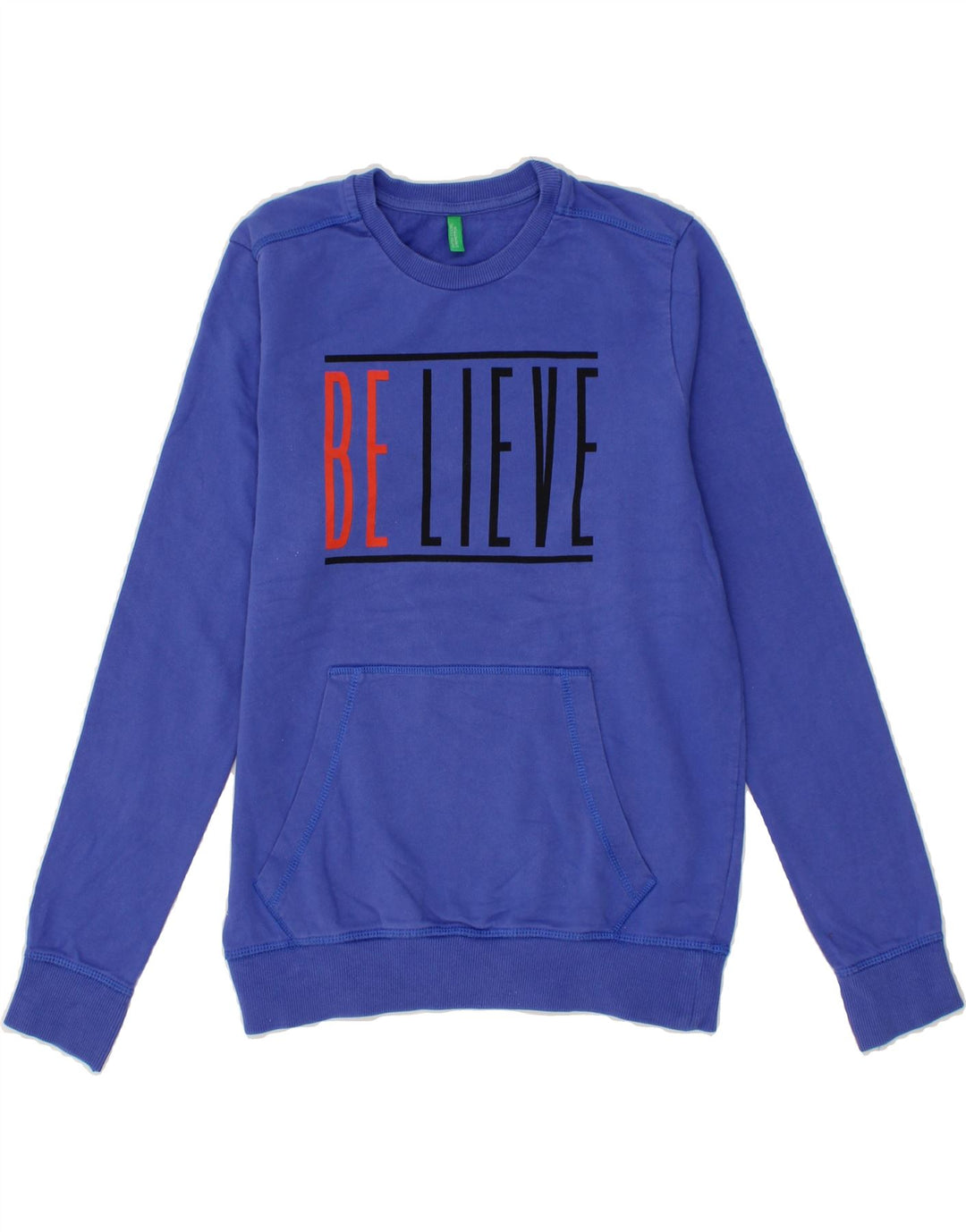 BENETTON Boys Graphic Sweatshirt Jumper 11-12 Years 2XL Blue Cotton Vintage Benetton and Second-Hand Benetton from Messina Hembry 