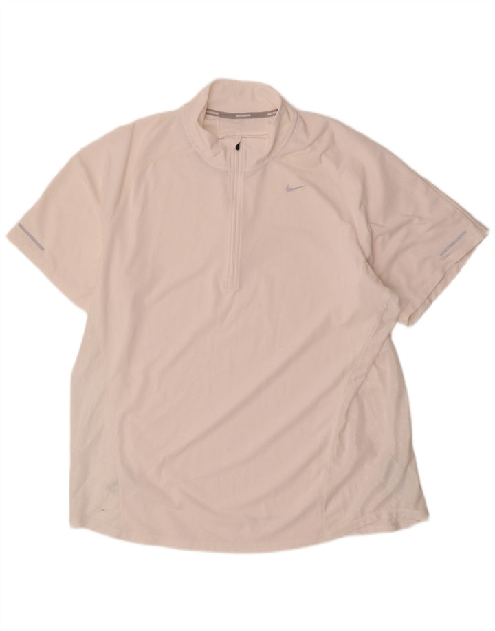Camiseta masculina Nike Dri Fit com zíper e gola 2XL em poliéster branco