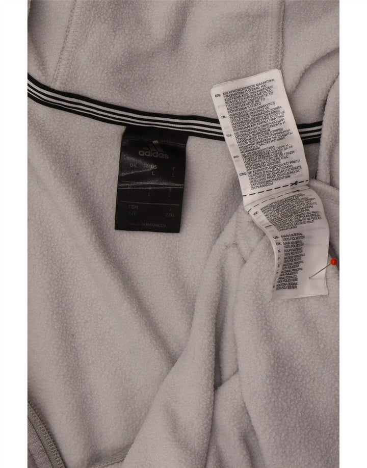 ADIDAS Mens Zip Hoodie Sweater Large Grey Polyester