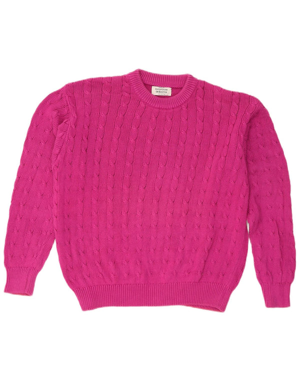 Suéter feminino Benetton com gola redonda e ajuste solto IT 48 XL algodão rosa