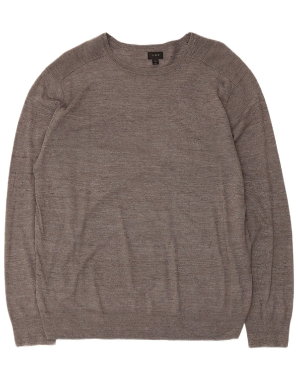 J. Crew Suéter masculino com gola canoa XL algodão manchado cinza