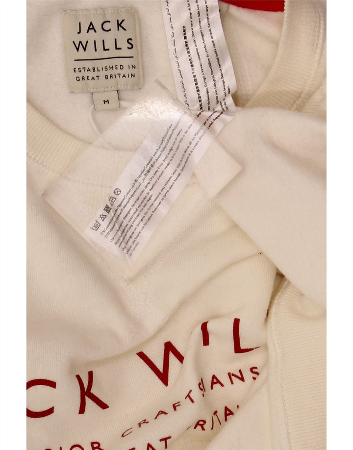 Jack Wills moletom gráfico masculino jumper médio algodão branco