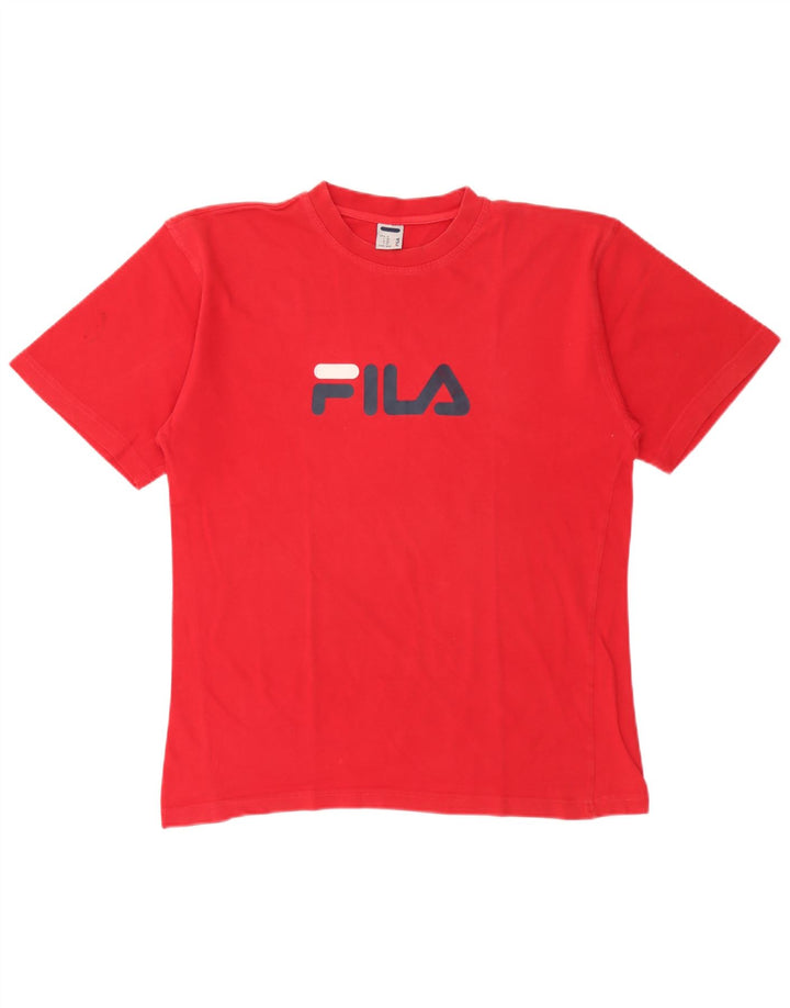 Camiseta gráfica masculina Fila Top IT 50 algodão vermelho médio