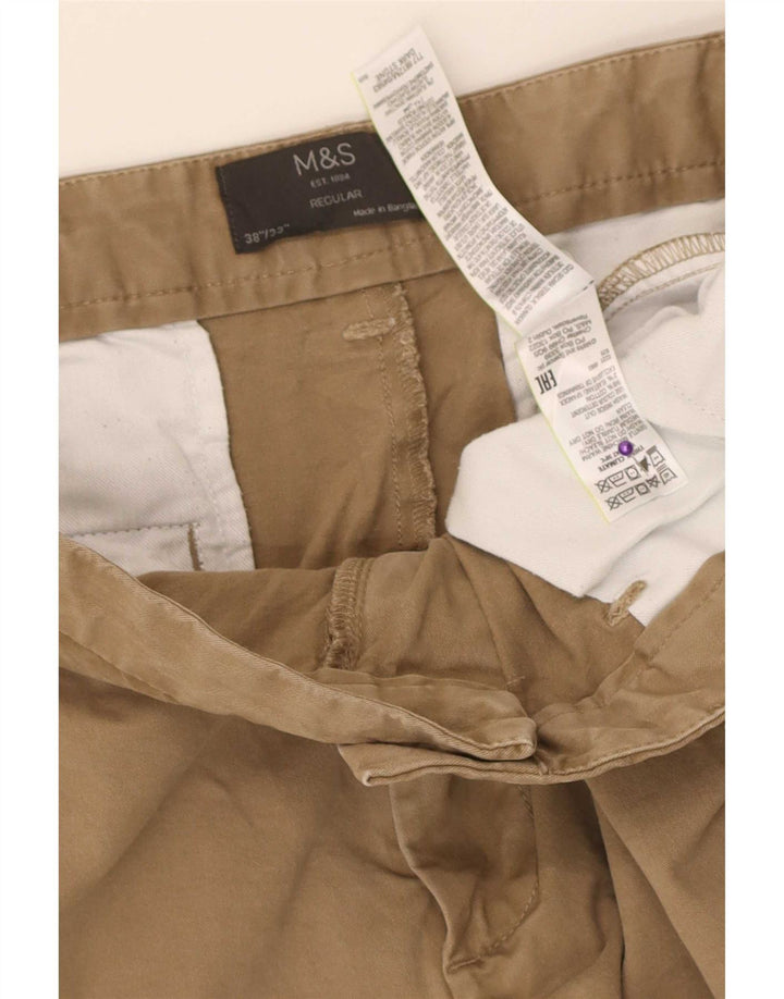 Calça Chino Masculina Marks & Spencer Regular Fit W38 L33 Algodão Bege