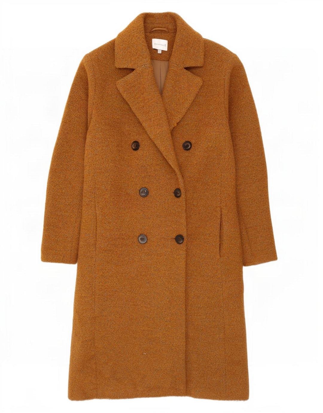 Casaco feminino com peito duplo Warehouse UK 14 algodão bege médio