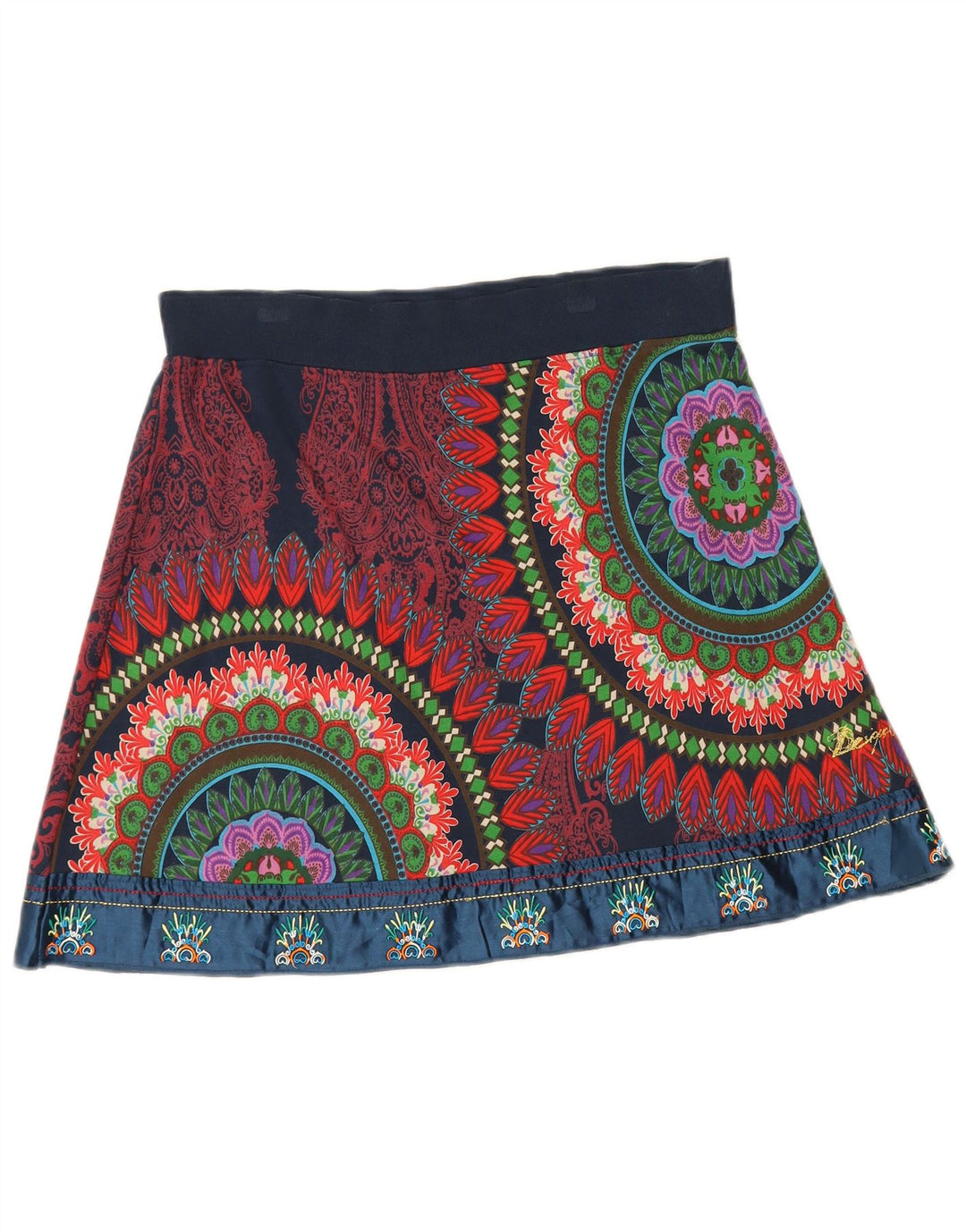 Minissaia feminina Desigual gráfica grande W32 algodão geométrico multicolorido