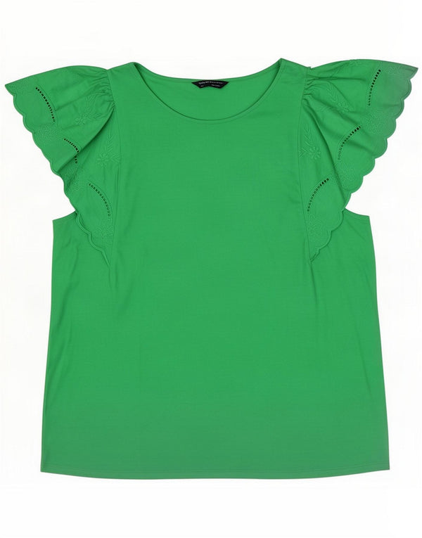 Blusa feminina Marks & Spencer UK 16 grande algodão floral verde