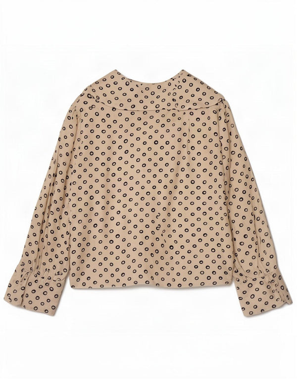 Blusa feminina vintage manga 3/4 top UK 12 médio bege manchado