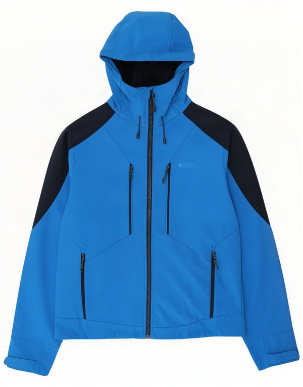 Jaqueta de chuva masculina com capuz Mountain Warehouse Reino Unido 38 bloco colorido azul médio