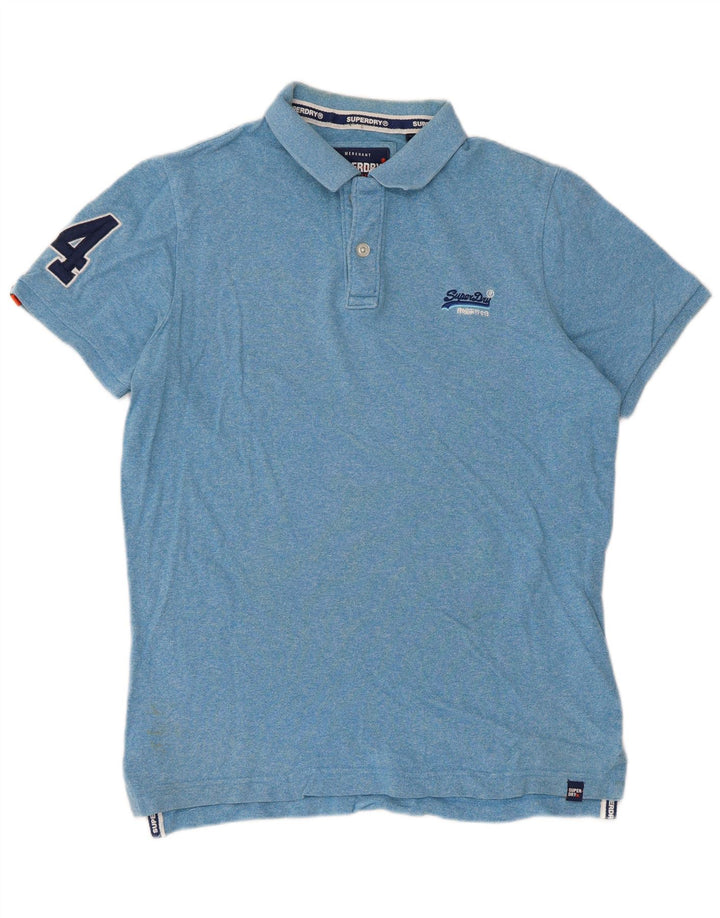 Camisa polo masculina Superdry XL azul manchada