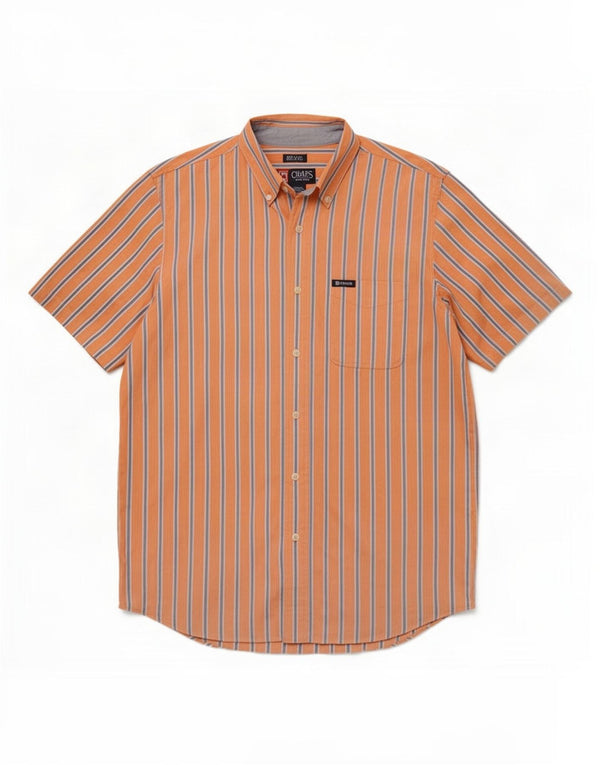 Camisa masculina de manga curta Chaps grande algodão listrado laranja