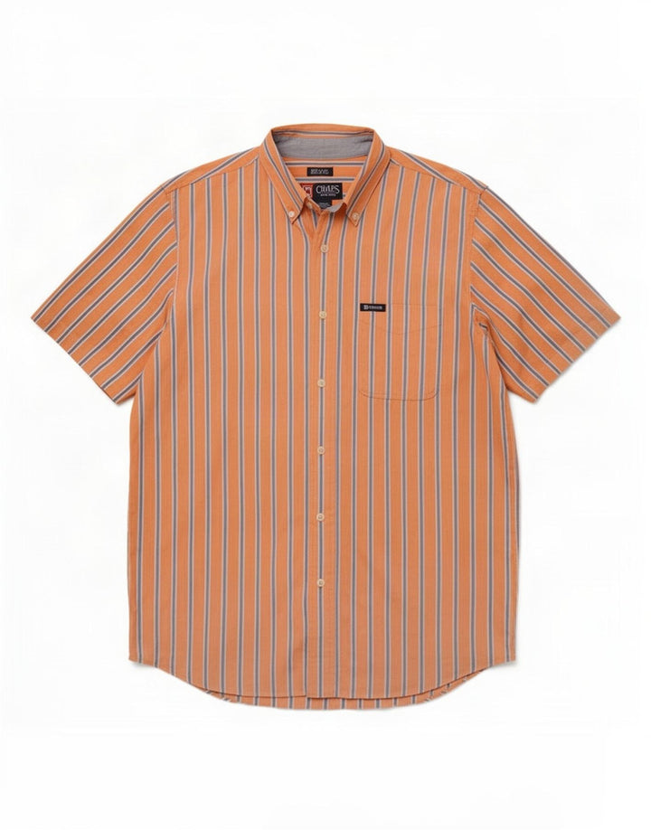 Camisa masculina de manga curta Chaps grande algodão listrado laranja