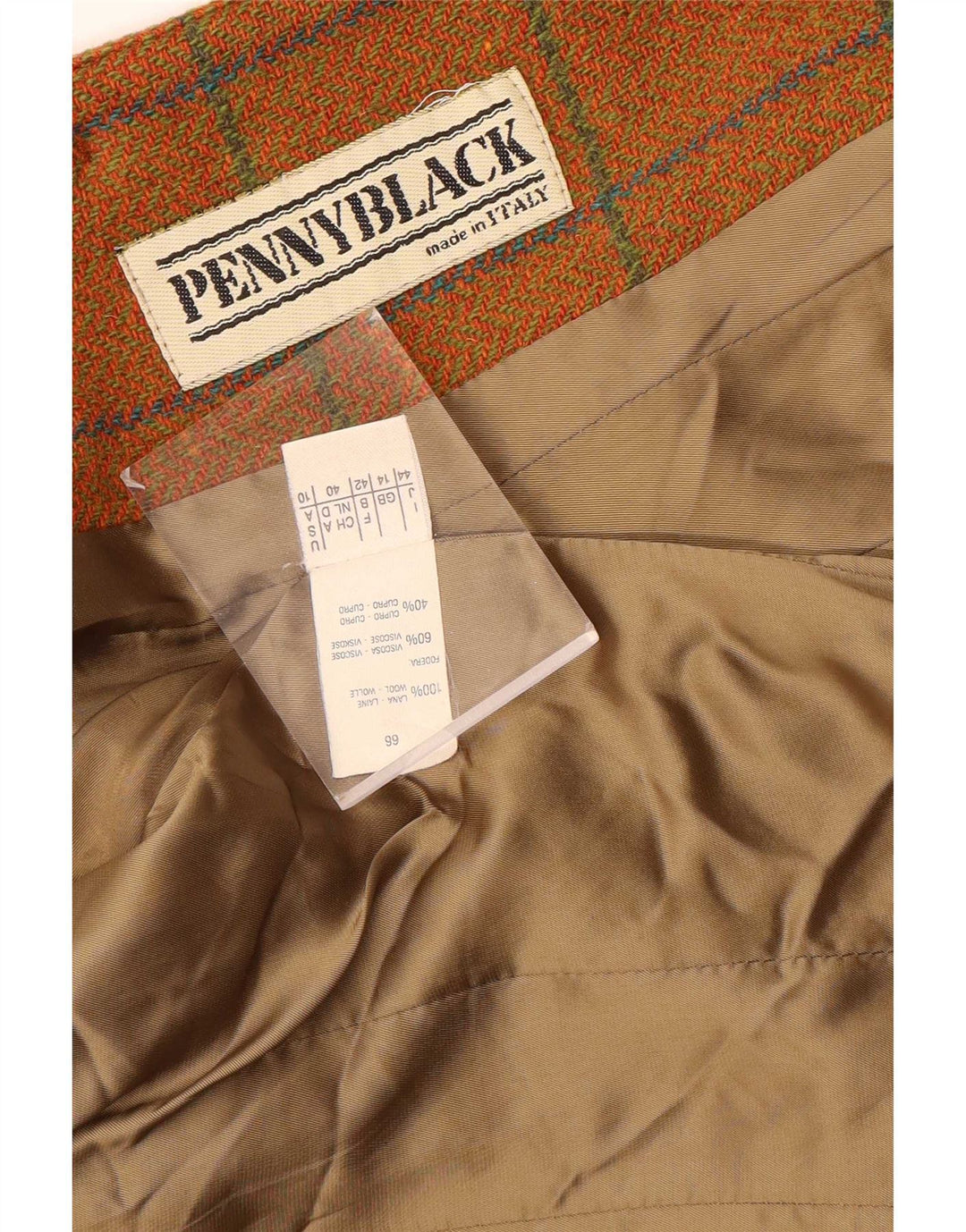 Jaqueta blazer feminina Penny Black com 2 botões Reino Unido 14 lã xadrez média laranja