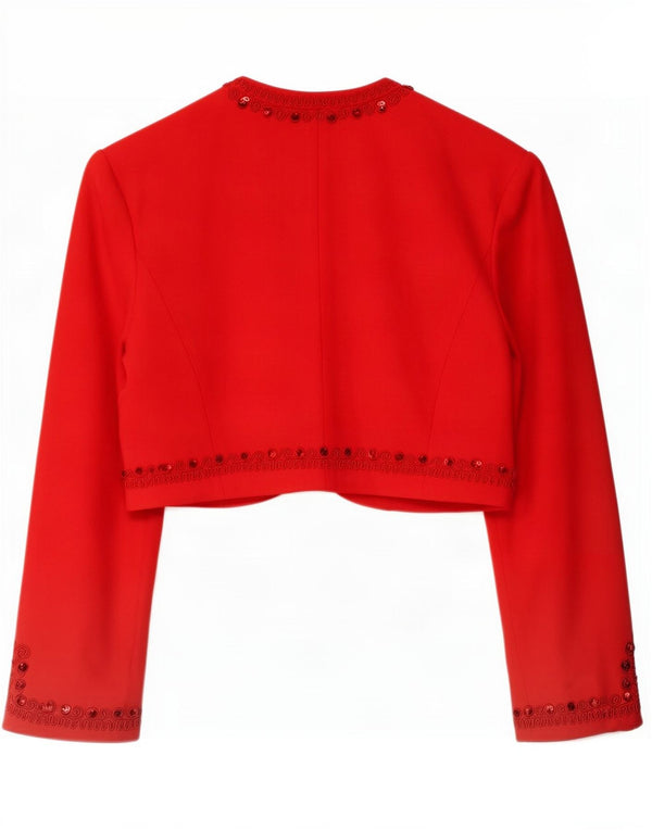 Jaqueta Bolero Feminina Libra UK 12 Acetato Vermelho Médio
