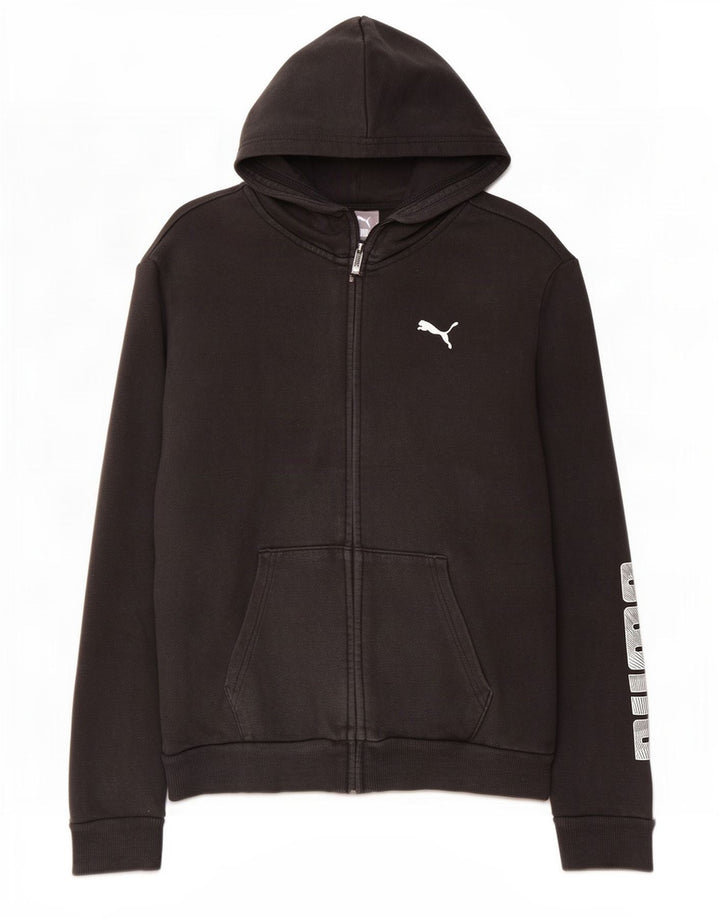 Suéter feminino Puma com capuz e zíper gráfico UK 14 médio preto