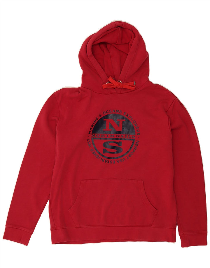 NORTH SAILS Mens Graphic Hoodie Jumper XL Red Cotton Vintage North Sails and Second-Hand North Sails from Messina Hembry 