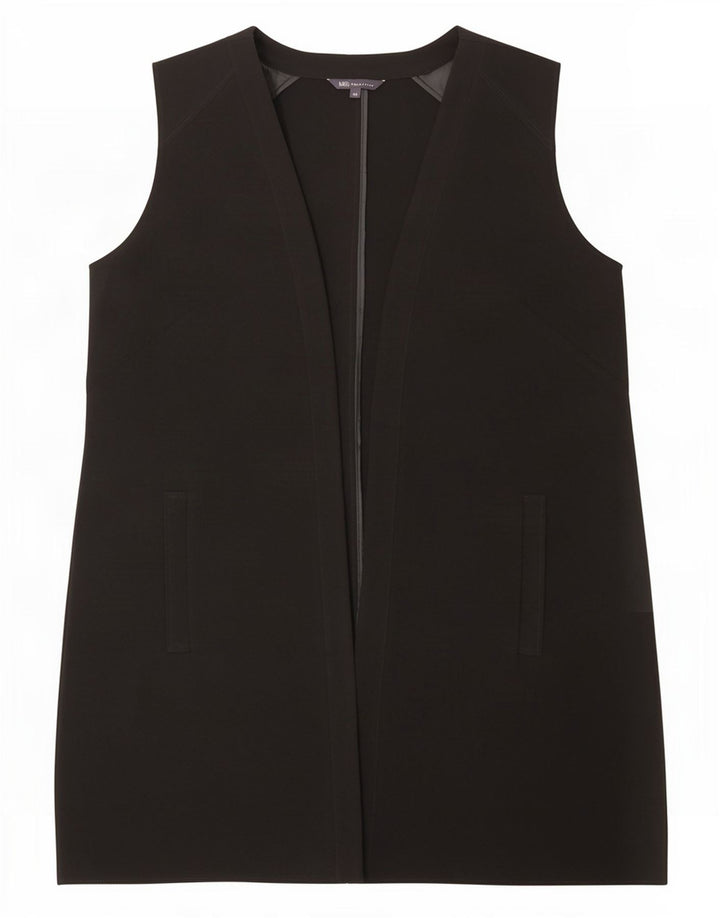 Colete feminino Marks & Spencer Longline UK 18 XL poliéster preto