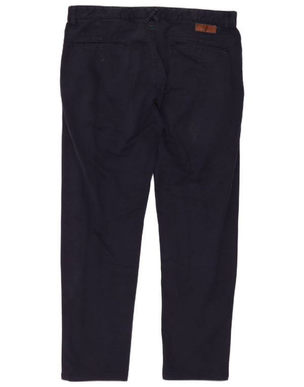 Zara Mens Slim Chino Calças EU 42 Grande W32 L27 Azul Marinho Algodão