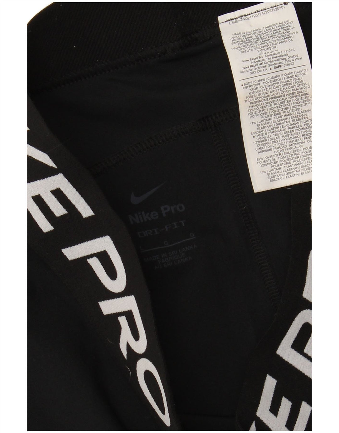 Leggings femininas Nike Dri Fit Graphic UK 14 grande poliéster preto