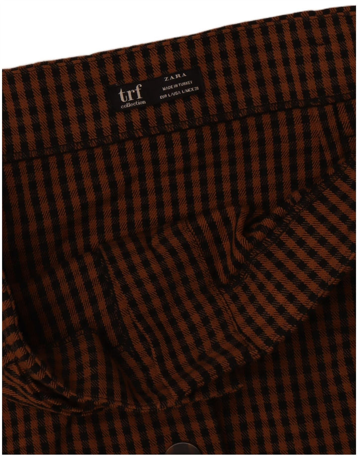 Mini saia Trafaluc feminina Zara grande W32 marrom guingão
