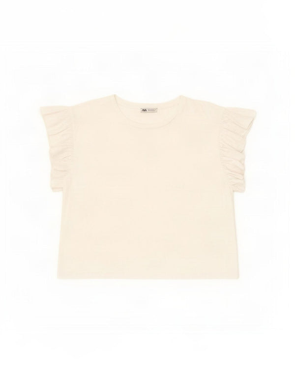 Camiseta feminina Zara UK 16 grande algodão branco