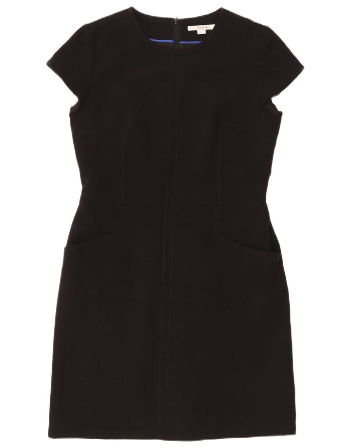 Vestido feminino Boden com bainha UK 14 grande poliéster preto