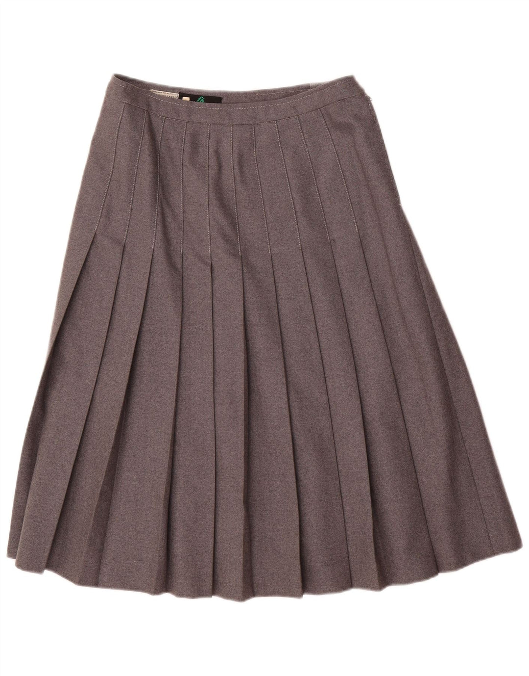 Saia plissada feminina vintage IT 44 médio W28 lã cinza