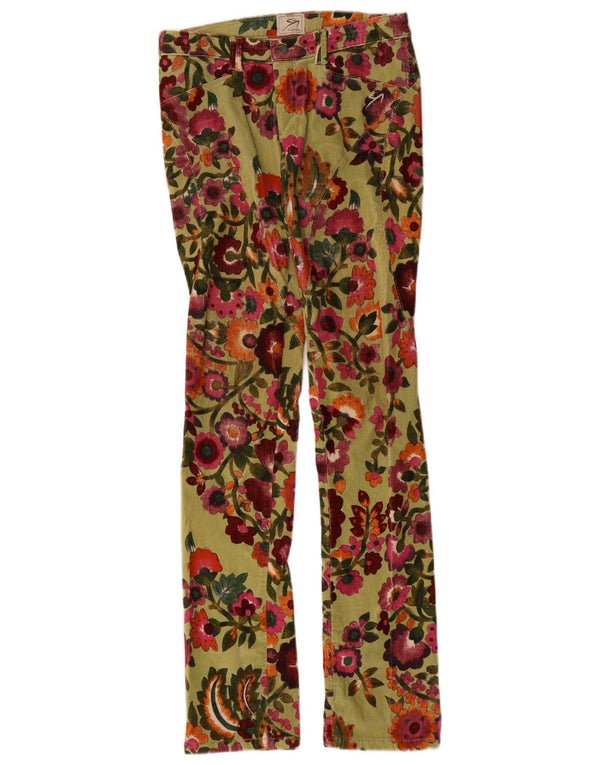 9.2 by Carlo Chionna Calça feminina de veludo cotelê cintura baixa W28 L34 verde