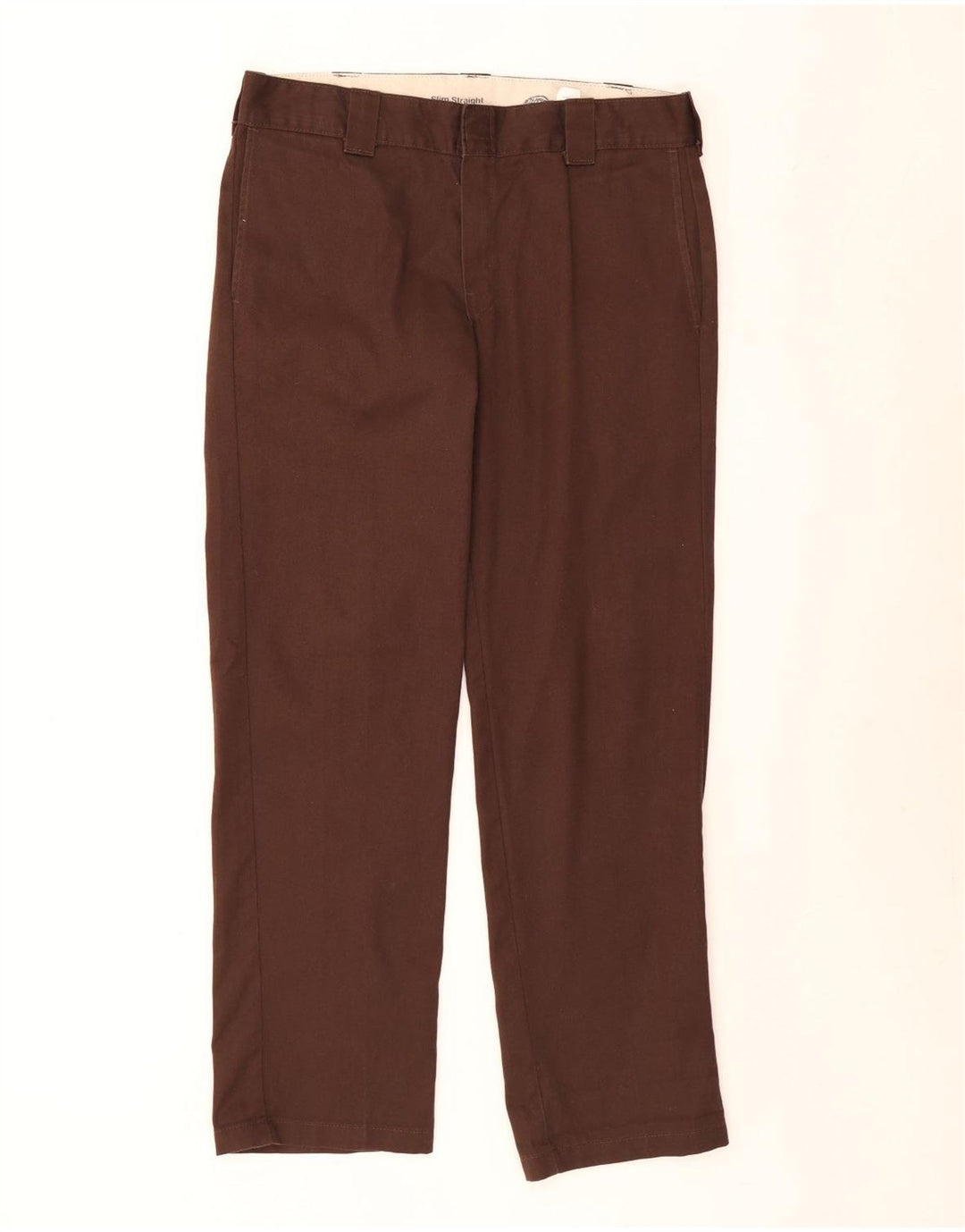 Calças Chino retas masculinas Dickies W34 L32 poliéster marrom