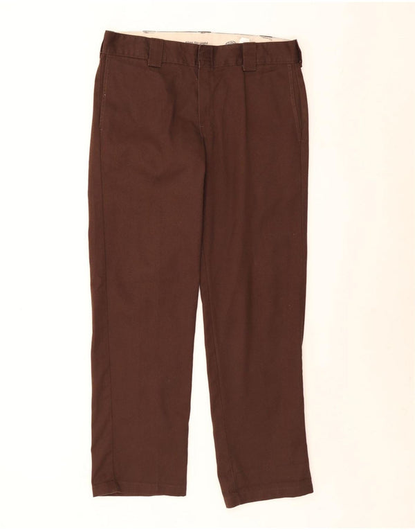 Calças Chino retas masculinas Dickies W34 L32 poliéster marrom