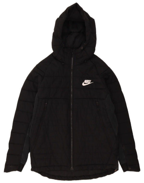 Jaqueta acolchoada com capuz masculina Nike UK 40 grande poliéster preto