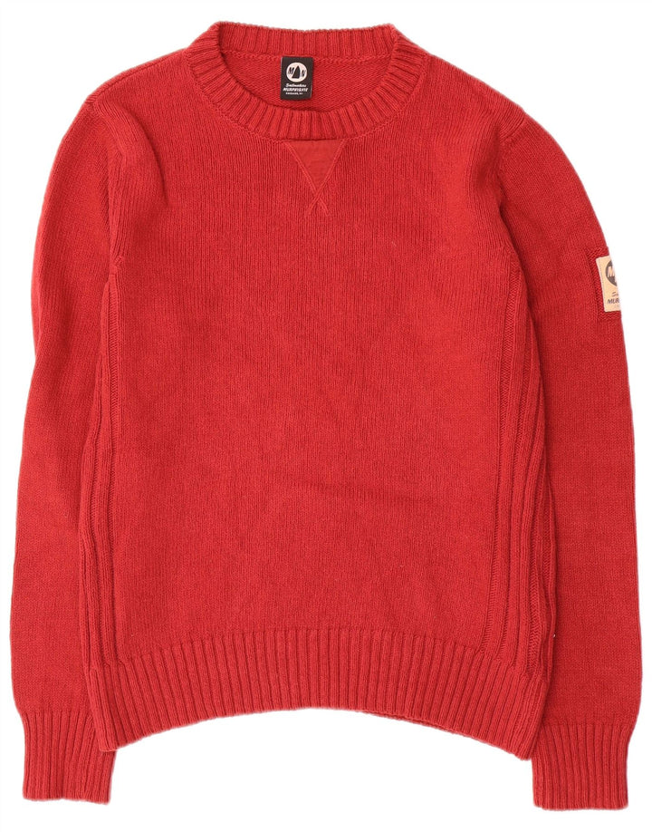 Suéter masculino Murphy & Nye com gola redonda, algodão vermelho médio