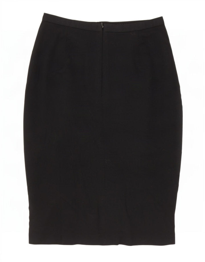 Saia lápis feminina Marks & Spencer Reino Unido 10 pequena W26 poliéster preto