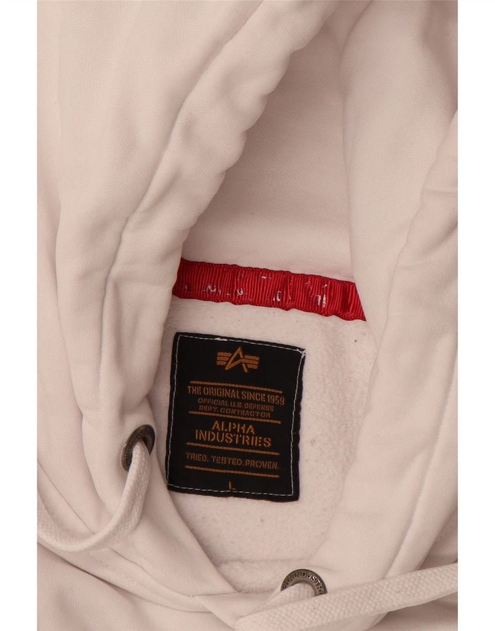 ALPHA INDUSTRIES Suéter com capuz gráfico masculino grande algodão branco