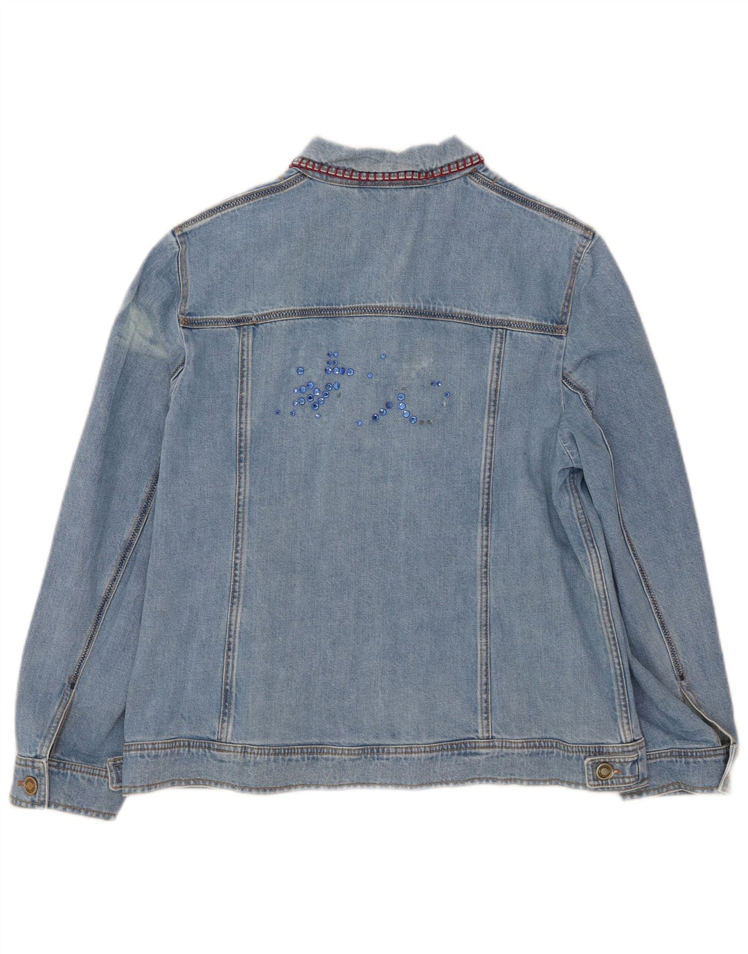 Jaqueta jeans feminina Antonette UK 18 XL algodão azul
