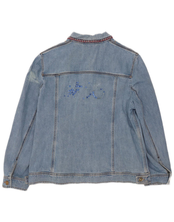 Jaqueta jeans feminina Antonette UK 18 XL algodão azul
