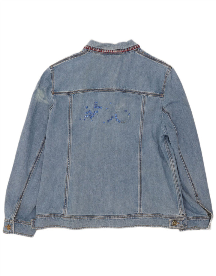Jaqueta jeans feminina Antonette UK 18 XL algodão azul