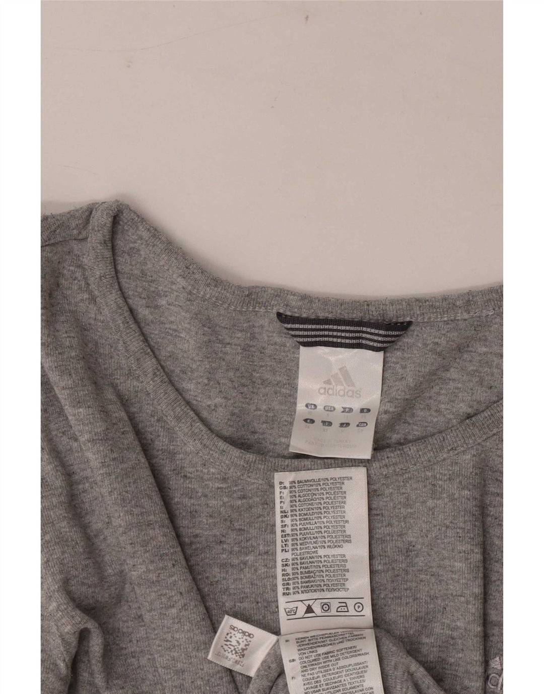 Top feminino Adidas manga comprida UK 10 pequeno algodão cinza