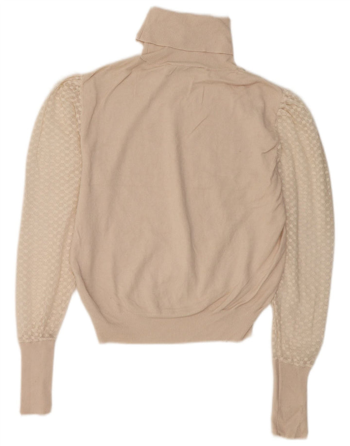 Suéter feminino Zara com gola redonda e algodão branco médio UK 12