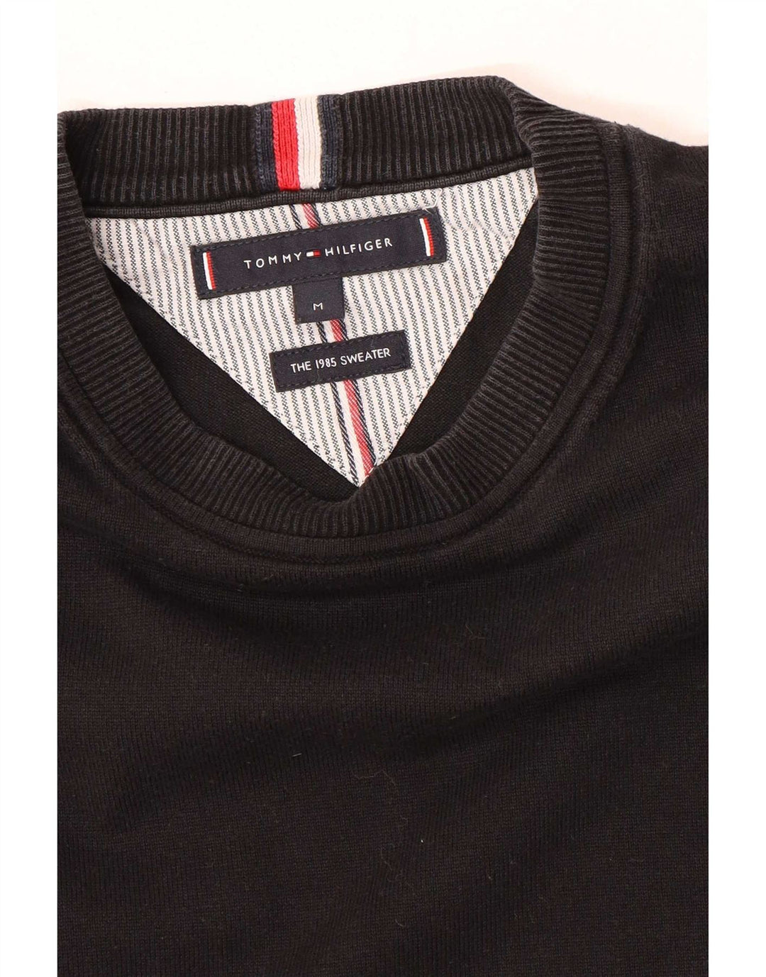 Suéter masculino Tommy Hilfiger com gola redonda, preto médio