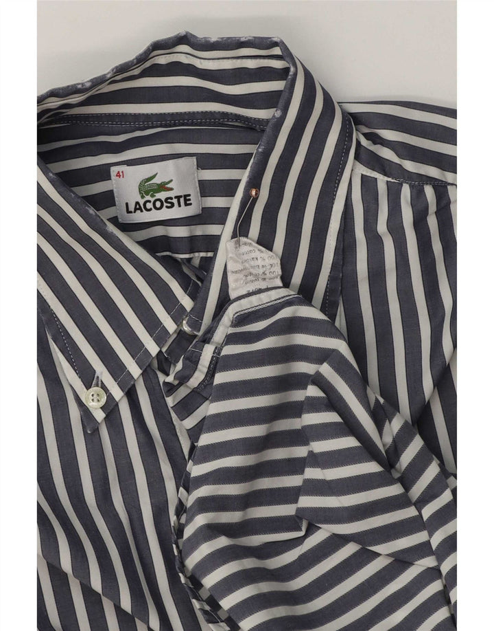 Camisa masculina Lacoste tamanho 41 algodão listrado azul marinho médio