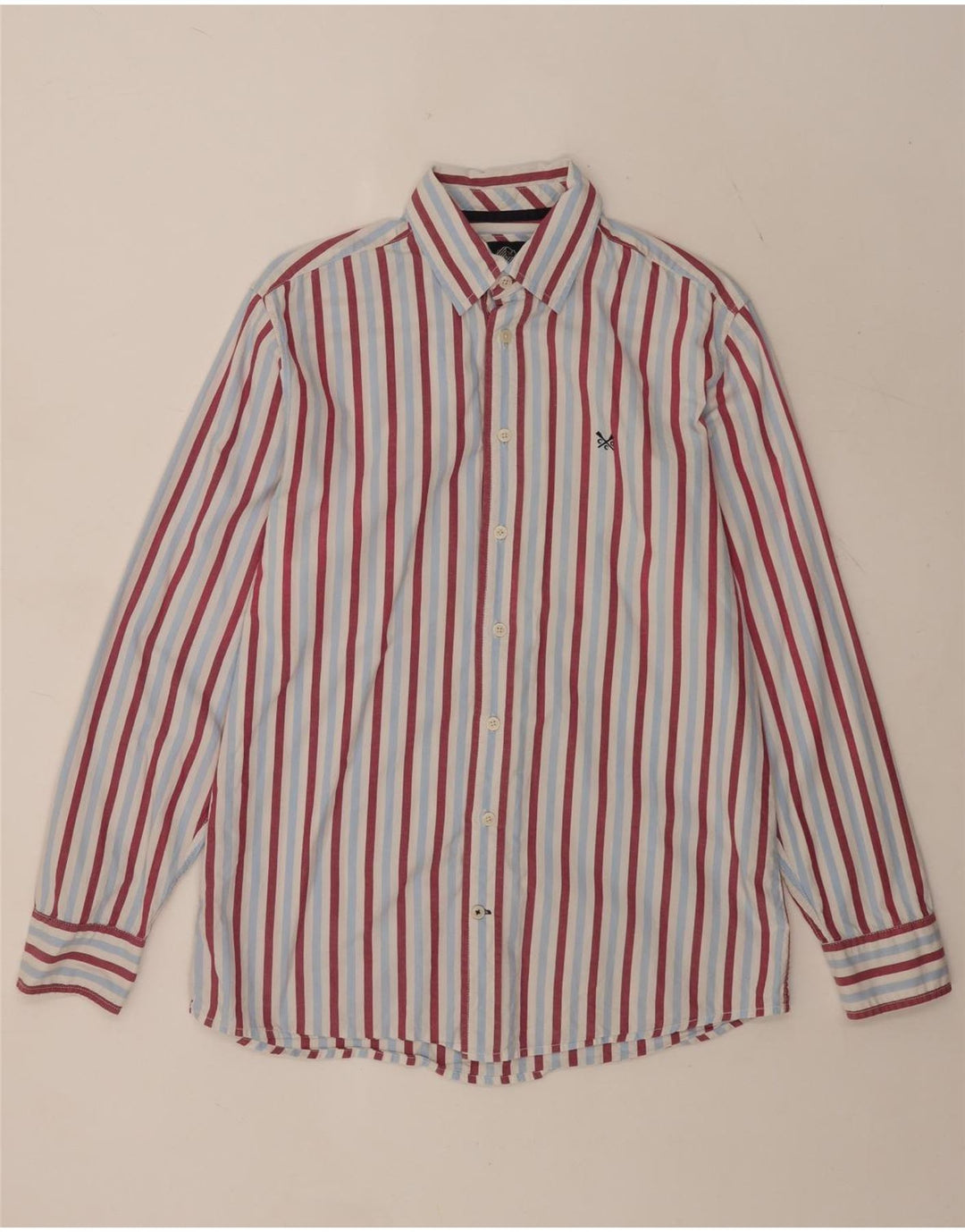 Camisa masculina clássica de ajuste da Crew Clothing algodão listrado azul médio